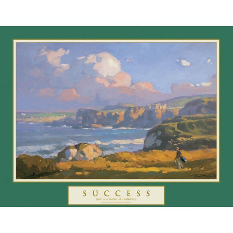 Success - Golf on the Cliffs Black Modern Wood Framed Art Print with Double Matting by Unknown