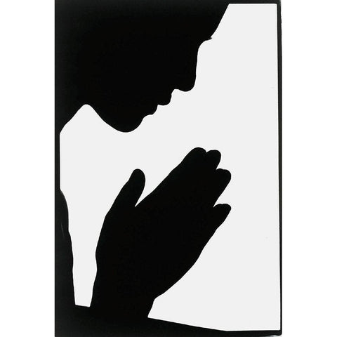 Pray Black Modern Wood Framed Art Print with Double Matting by Unknown