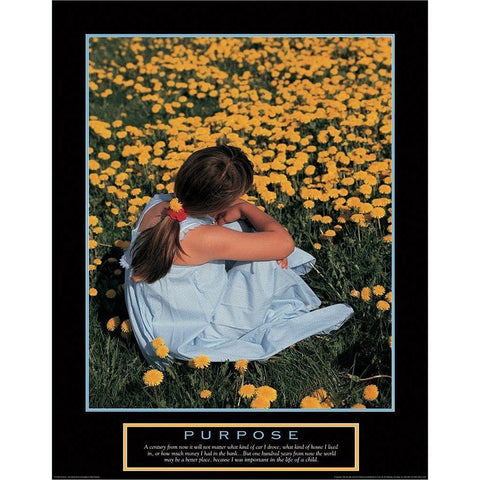 Purpose - Girl in Flowers Black Modern Wood Framed Art Print by Unknown