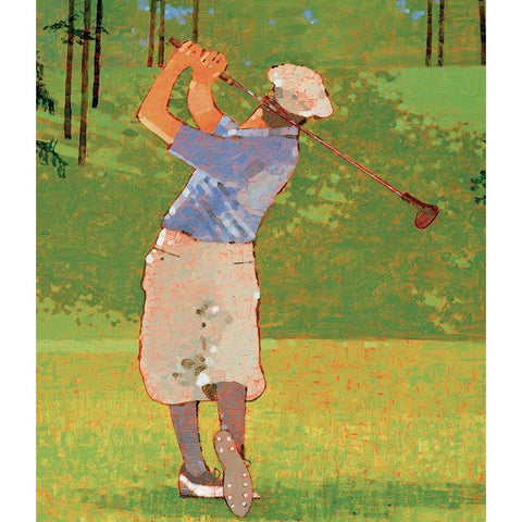 Golf - Drive Gold Ornate Wood Framed Art Print with Double Matting by Unknown