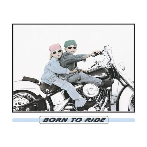 Biker Babes White Modern Wood Framed Art Print by Unknown