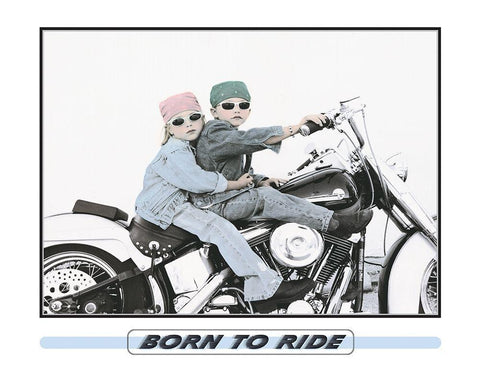 Biker Babes White Modern Wood Framed Art Print with Double Matting by Unknown