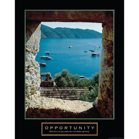 Opportunity - Window Black Modern Wood Framed Art Print with Double Matting by Frontline