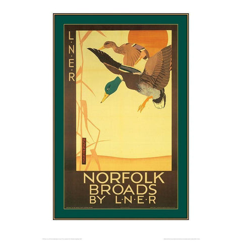 Norfolk Broads Black Modern Wood Framed Art Print with Double Matting by Unknown