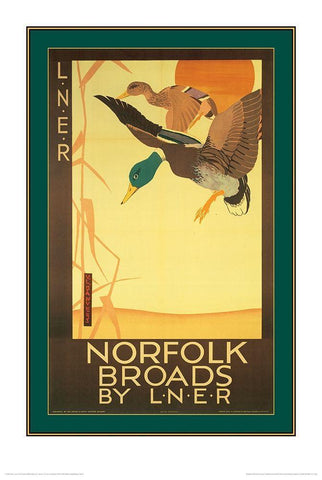 Norfolk Broads White Modern Wood Framed Art Print with Double Matting by Unknown