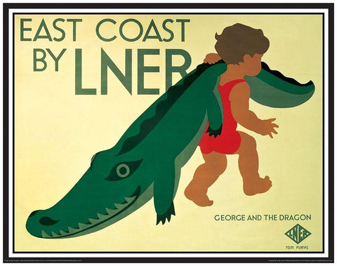 George and the Dragon Black Ornate Wood Framed Art Print with Double Matting by Unknown