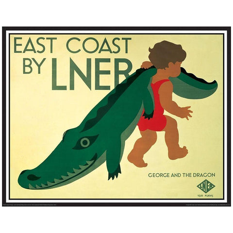 George and the Dragon White Modern Wood Framed Art Print by Unknown