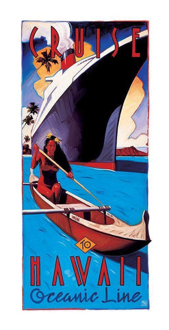 Cruise Hawaii White Modern Wood Framed Art Print with Double Matting by Unknown