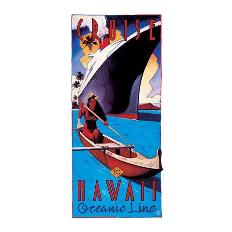 Cruise Hawaii White Modern Wood Framed Art Print by Unknown