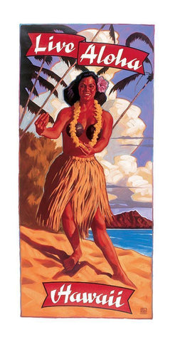 Aloha - Hawaii Black Ornate Wood Framed Art Print with Double Matting by Unknown