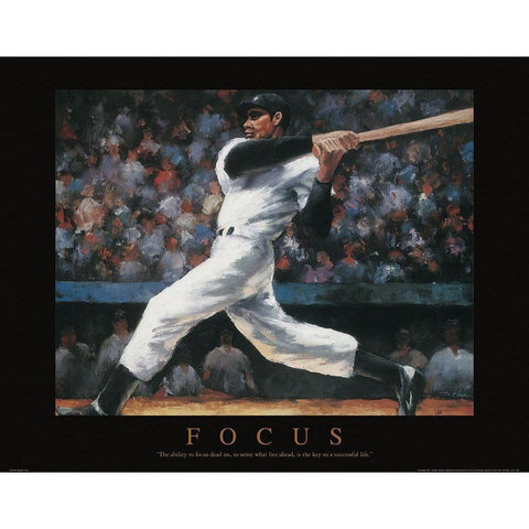 Focus - Baseball White Modern Wood Framed Art Print by Frontline