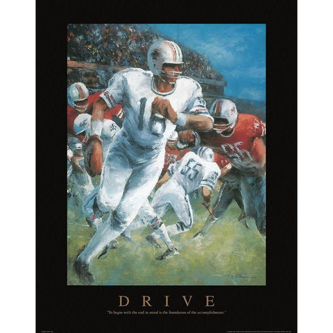 Drive - Football Black Modern Wood Framed Art Print with Double Matting by Frontline