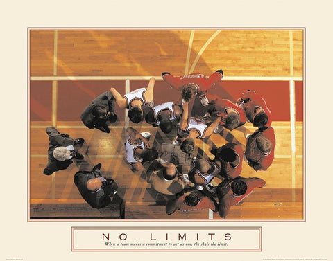 No Limits - Basketball White Modern Wood Framed Art Print with Double Matting by Unknown