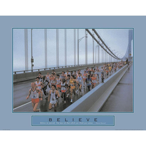 Believe - NYC Marathon Gold Ornate Wood Framed Art Print with Double Matting by Unknown