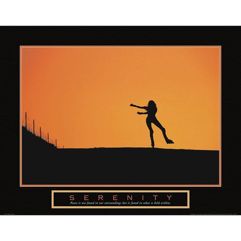 Serenity - Inline Skater Gold Ornate Wood Framed Art Print with Double Matting by Unknown