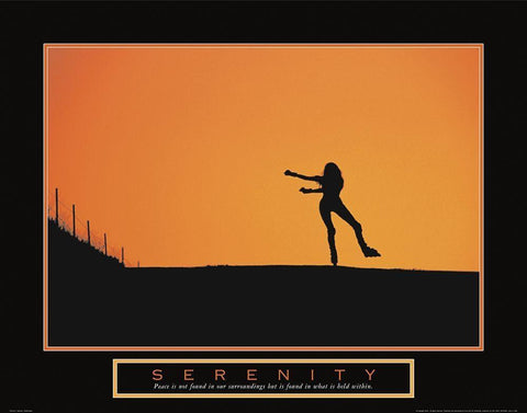Serenity - Inline Skater Black Ornate Wood Framed Art Print with Double Matting by Unknown