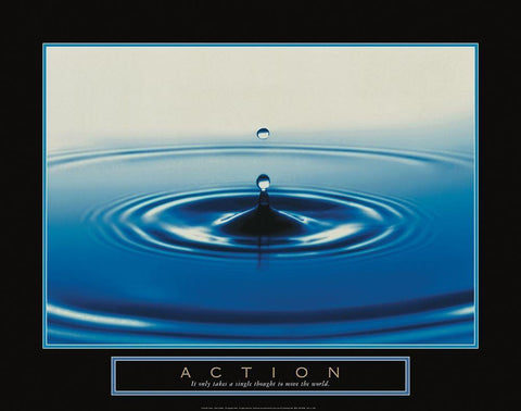 Action - Drop of Water Black Ornate Wood Framed Art Print with Double Matting by Frontline