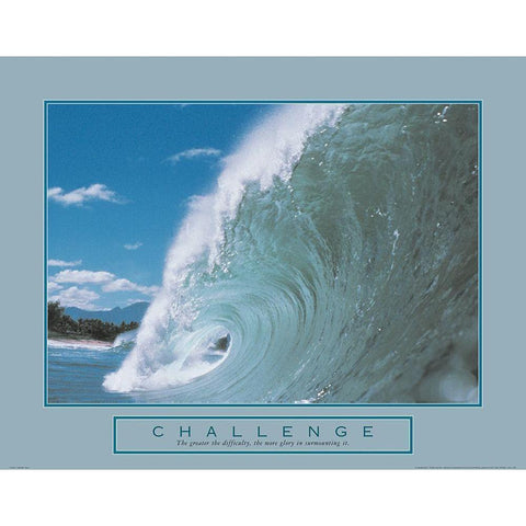 Challenge - Crashing Wave Gold Ornate Wood Framed Art Print with Double Matting by Unknown