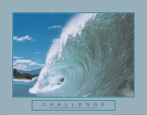 Challenge - Crashing Wave White Modern Wood Framed Art Print with Double Matting by Unknown