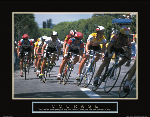 Courage - Bicycle Race Black Ornate Wood Framed Art Print with Double Matting by Unknown