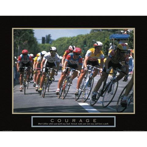 Courage - Bicycle Race Gold Ornate Wood Framed Art Print with Double Matting by Unknown