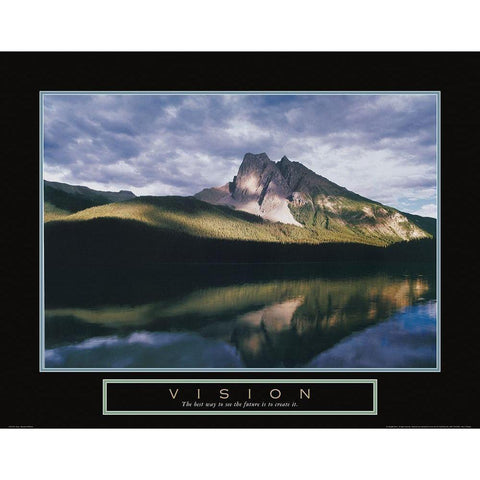 Vision - Mountain Reflection Gold Ornate Wood Framed Art Print with Double Matting by Unknown