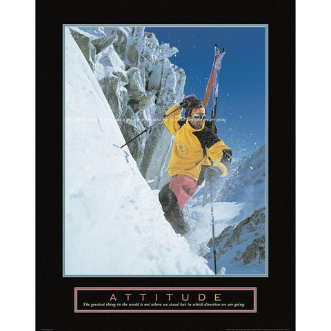 Attitude - Skier Black Modern Wood Framed Art Print by Unknown