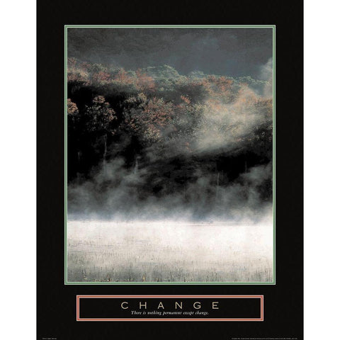 Change - Misty Mountain Gold Ornate Wood Framed Art Print with Double Matting by Unknown