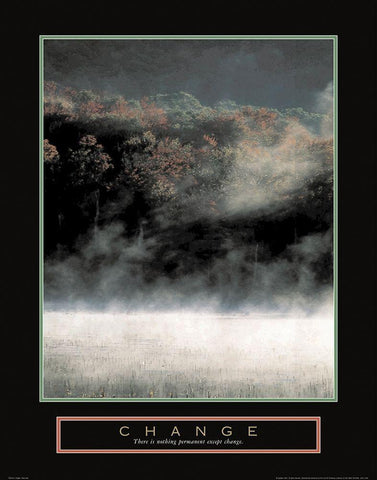 Change - Misty Mountain Black Ornate Wood Framed Art Print with Double Matting by Unknown