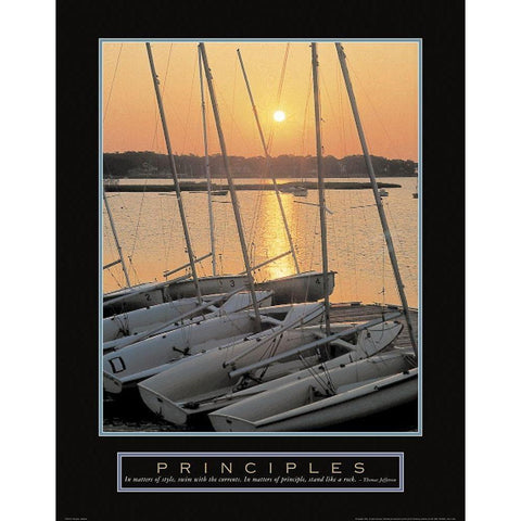 Principles - Sailboats Gold Ornate Wood Framed Art Print with Double Matting by Unknown