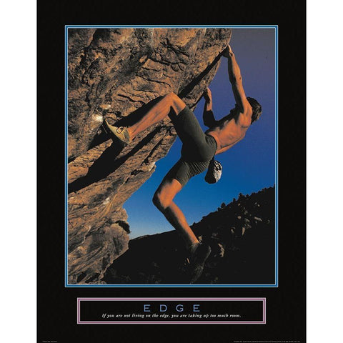 Edge - Rock Climber Black Modern Wood Framed Art Print with Double Matting by Unknown