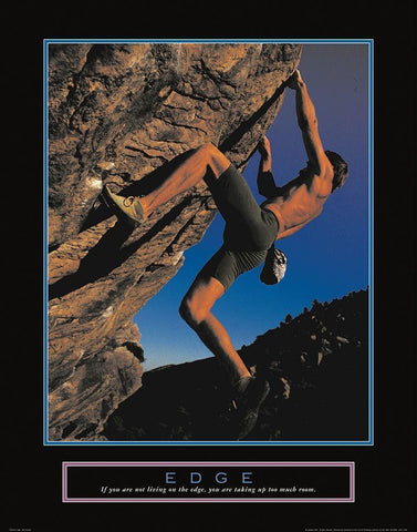 Edge - Rock Climber White Modern Wood Framed Art Print with Double Matting by Unknown