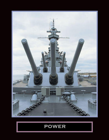 Power - Battleship White Modern Wood Framed Art Print with Double Matting by Unknown