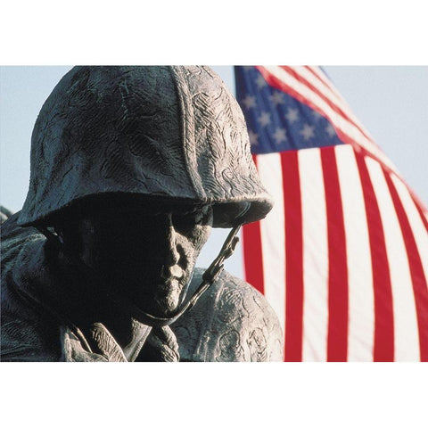 Marine and Flag White Modern Wood Framed Art Print by Unknown