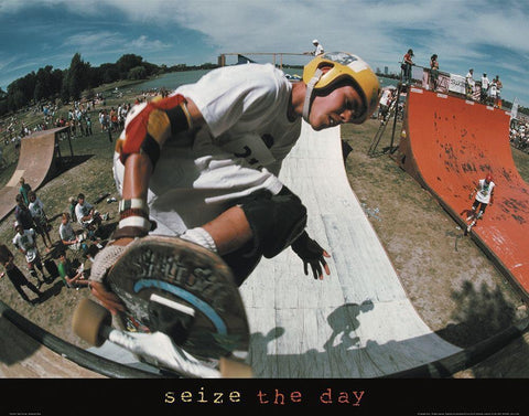 Roller Blading Extreme White Modern Wood Framed Art Print with Double Matting by Unknown