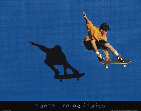 No Limits - Skateboarder Black Ornate Wood Framed Art Print with Double Matting by Frontline