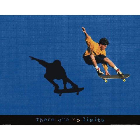 No Limits - Skateboarder Gold Ornate Wood Framed Art Print with Double Matting by Frontline