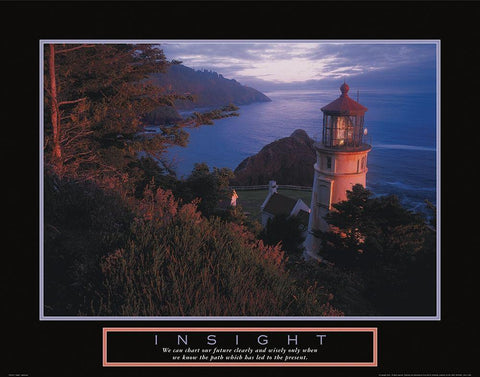 Lighthouse - Insight White Modern Wood Framed Art Print with Double Matting by Unknown