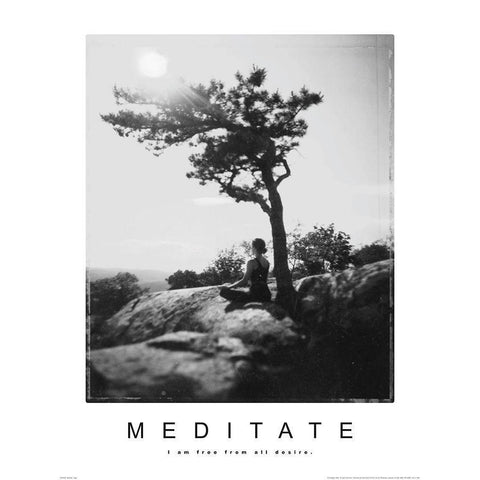 Meditate - Yoga White Modern Wood Framed Art Print by Unknown
