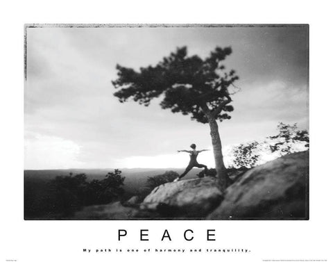 Peace - Yoga Black Ornate Wood Framed Art Print with Double Matting by Unknown