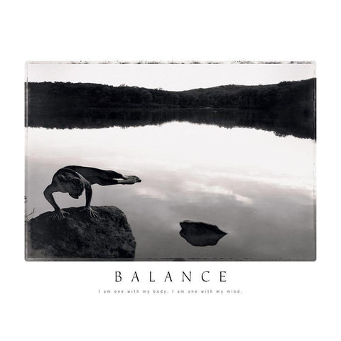 Balance - Yoga Black Modern Wood Framed Art Print with Double Matting by Frontline