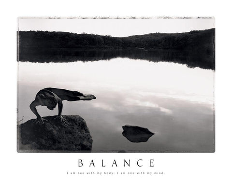 Balance - Yoga White Modern Wood Framed Art Print with Double Matting by Frontline