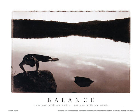 Balance - Yoga Black Ornate Wood Framed Art Print with Double Matting by Unknown