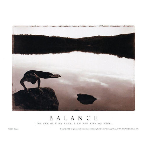 Balance - Yoga Black Modern Wood Framed Art Print by Unknown