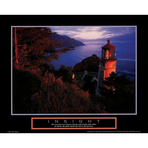 Lighthouse - Insight Black Modern Wood Framed Art Print with Double Matting by Unknown