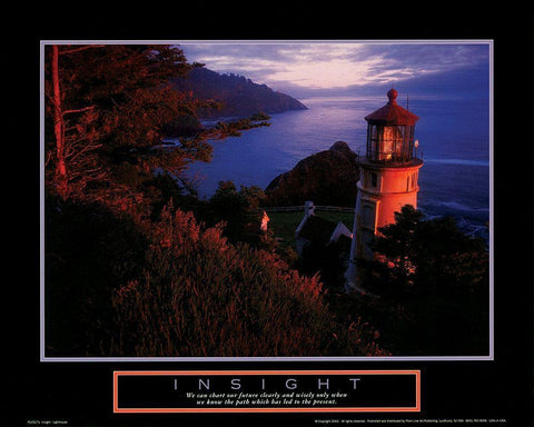 Lighthouse - Insight White Modern Wood Framed Art Print with Double Matting by Unknown
