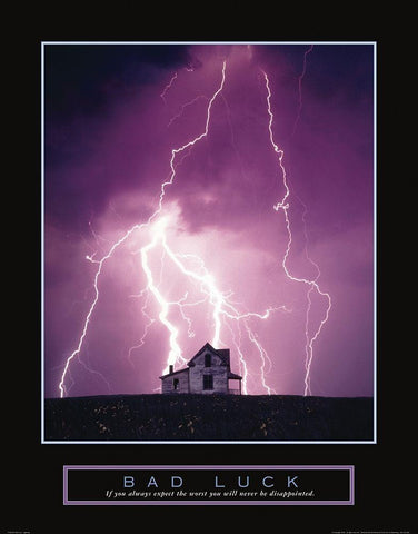 Bad Luck - Lightning White Modern Wood Framed Art Print with Double Matting by Frontline