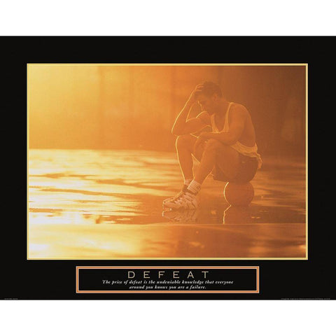 Defeat - Basketball White Modern Wood Framed Art Print by Frontline