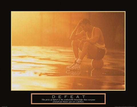 Defeat - Basketball White Modern Wood Framed Art Print with Double Matting by Frontline