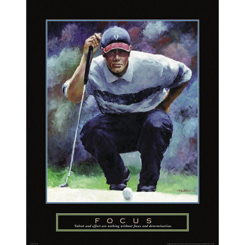 Focus - Golf Shot Gold Ornate Wood Framed Art Print with Double Matting by Unknown